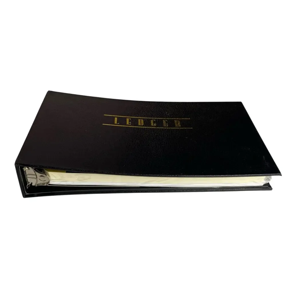 Vtg Office Companion 4-Ring Accounting Ledger Black A-Z Index Ledger Sheet NOS